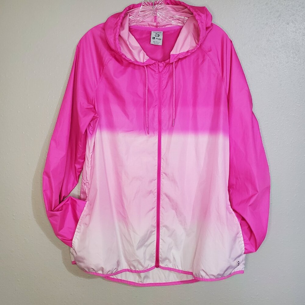 Jillian Michaels Windbreaker Ombre Pink Running Workout Jacket Women's Size XL
